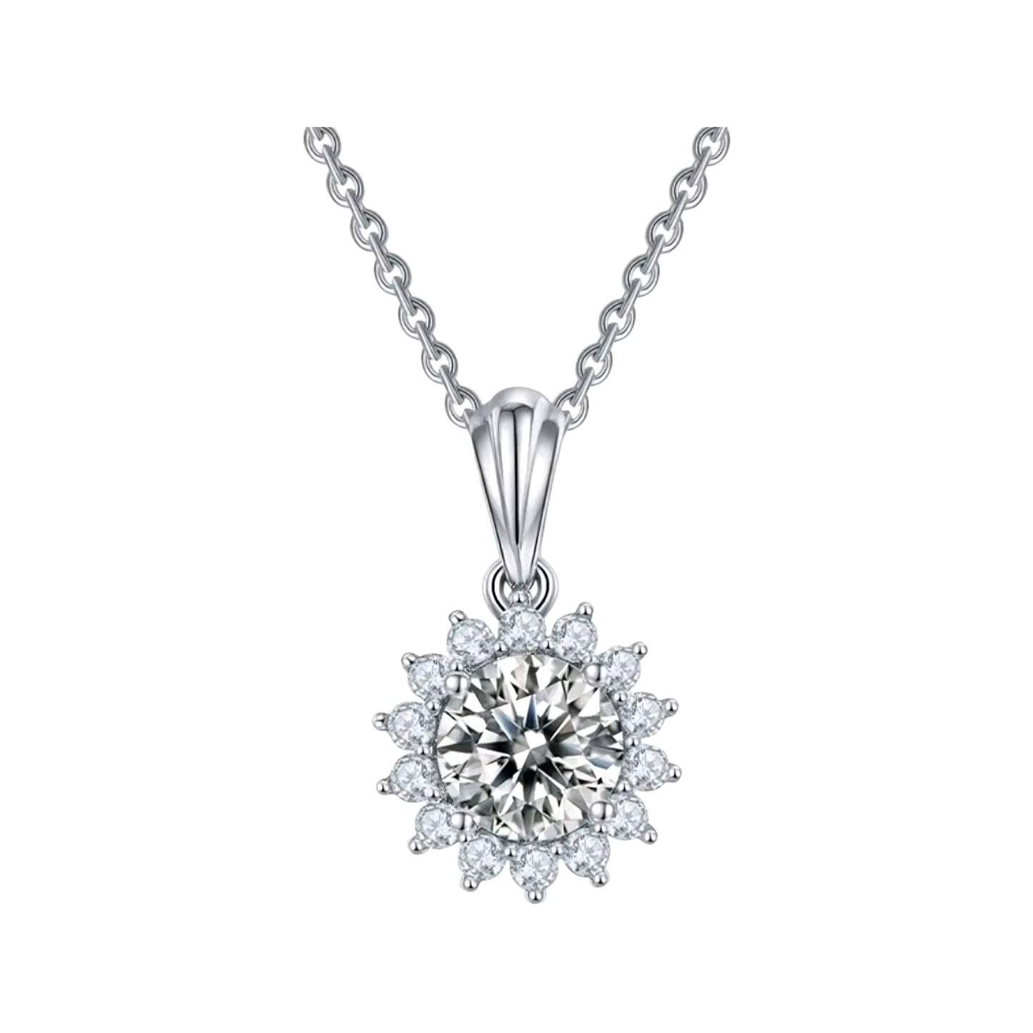 1ct flower shape Moissanite pendant necklace