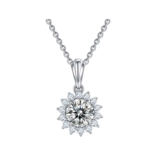 1ct flower shape Moissanite pendant necklace