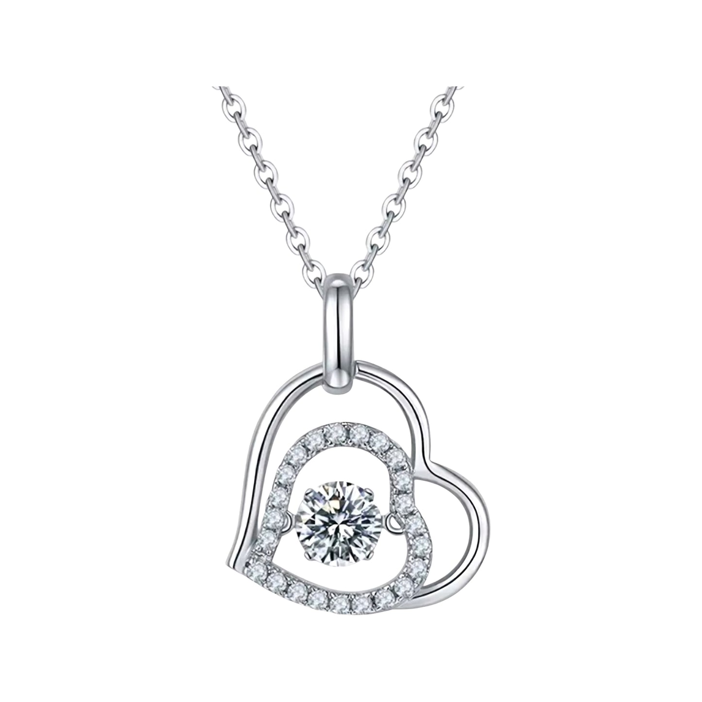 5mm double heart shape Moissanite pendant necklace
