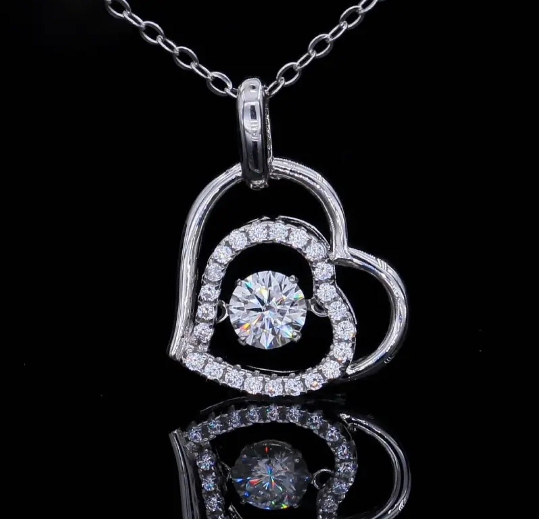 5mm double heart shape Moissanite pendant necklace