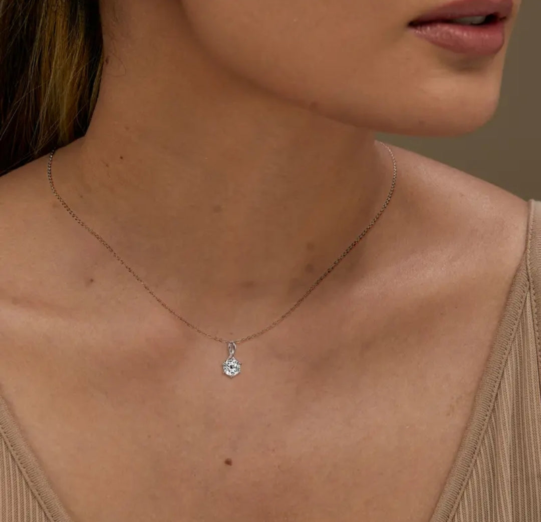 1ct twisted X shape Moissanite pendant necklace