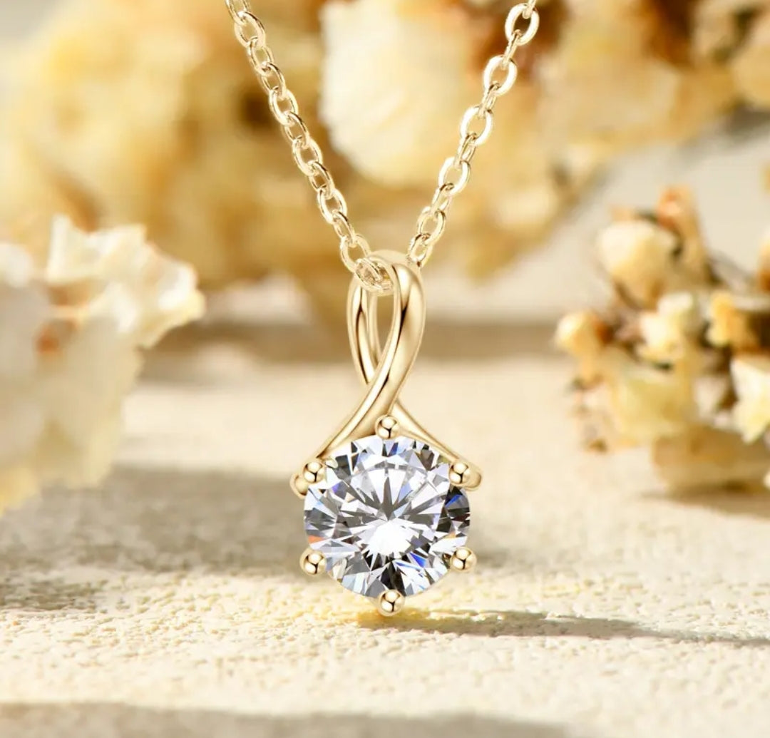 1ct twisted X shape Moissanite pendant necklace