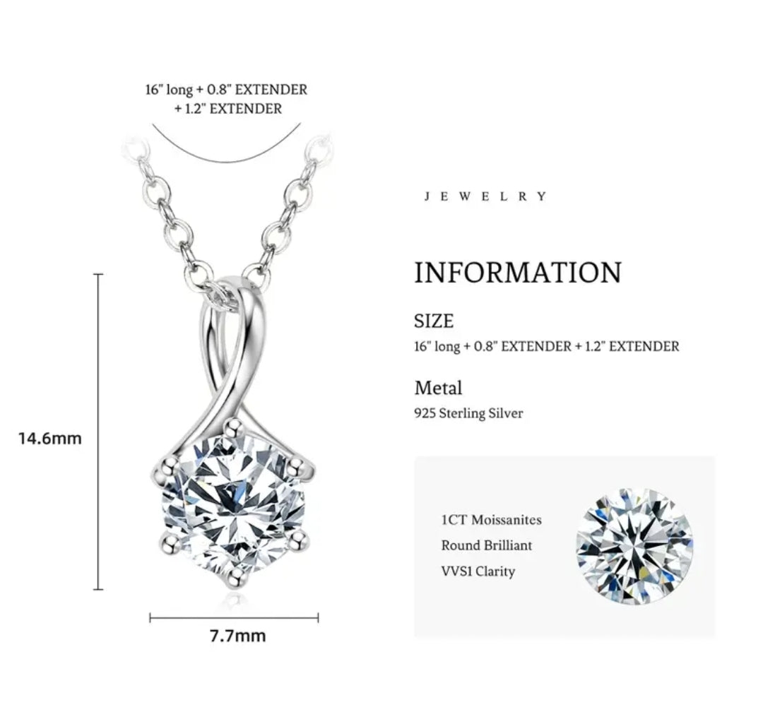 1ct twisted X shape Moissanite pendant necklace