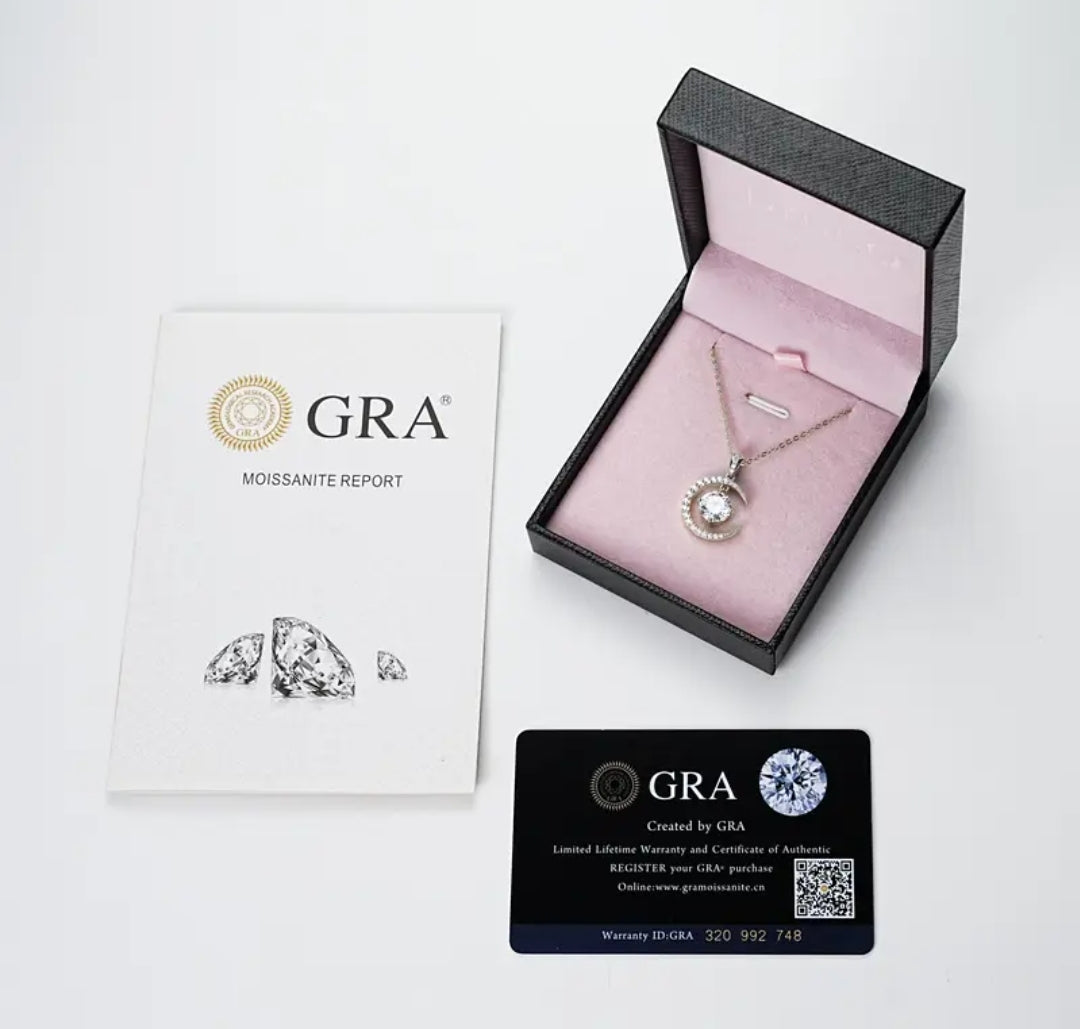 1mm to 8mm moon Moissanite pendant necklace
