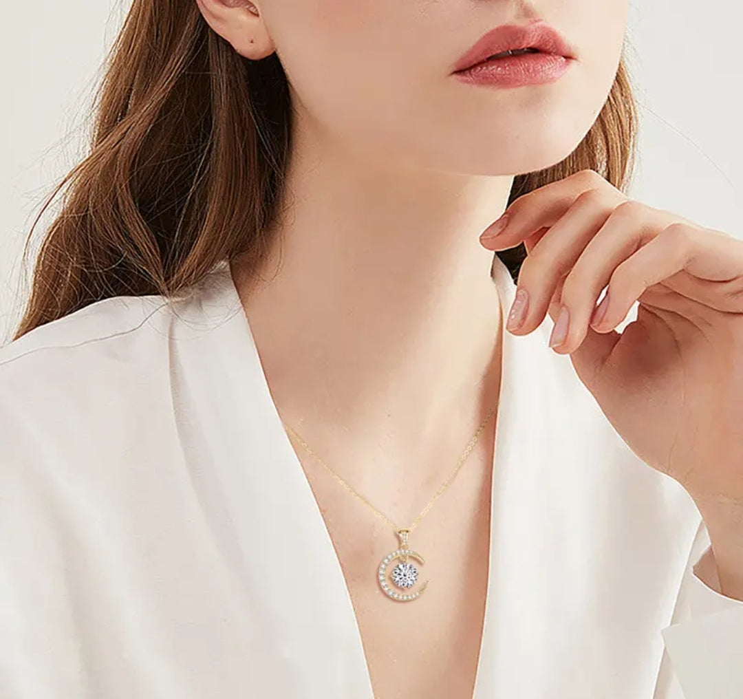 1mm to 8mm moon Moissanite pendant necklace