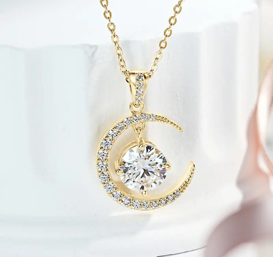 1mm to 8mm moon Moissanite pendant necklace