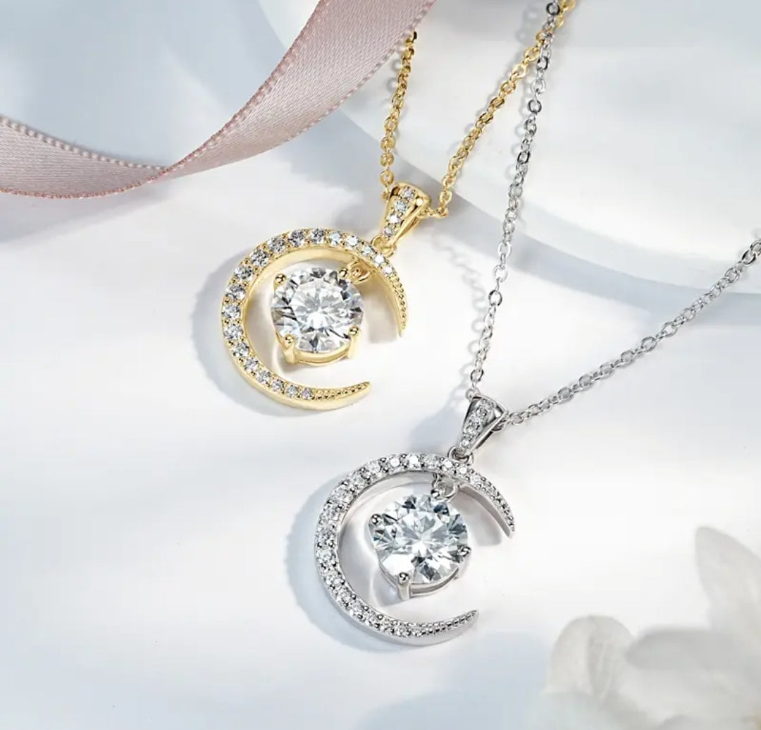 1mm to 8mm moon Moissanite pendant necklace