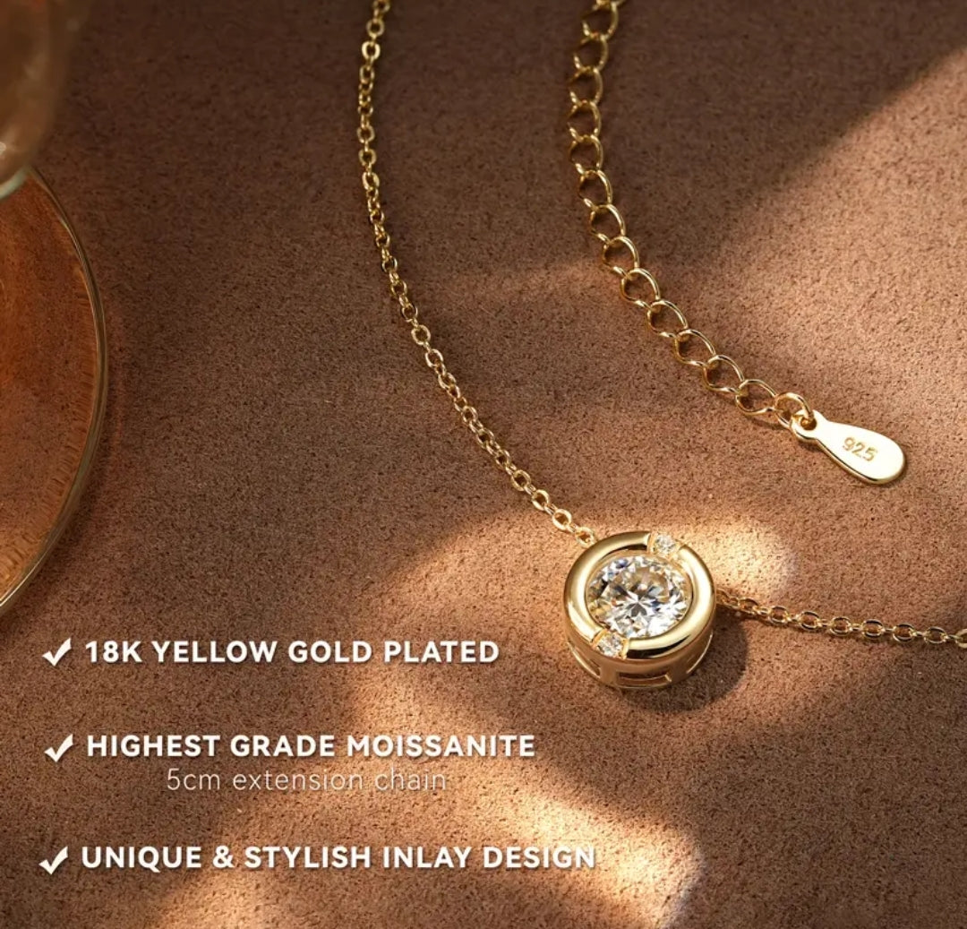 1ct 6.5mm round Moissanite pendant necklace