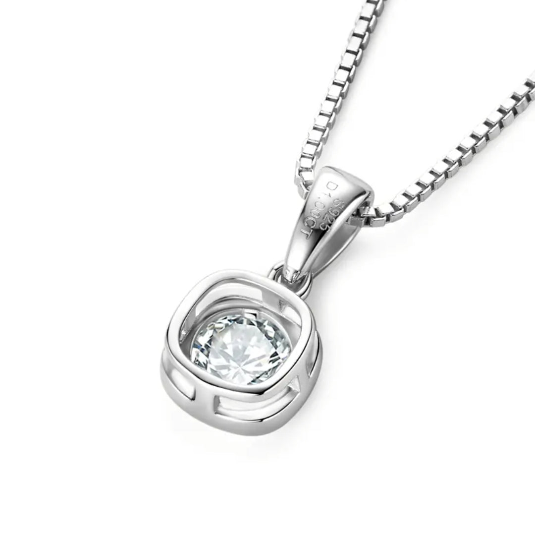 1ct square Moissanite pendant necklace
