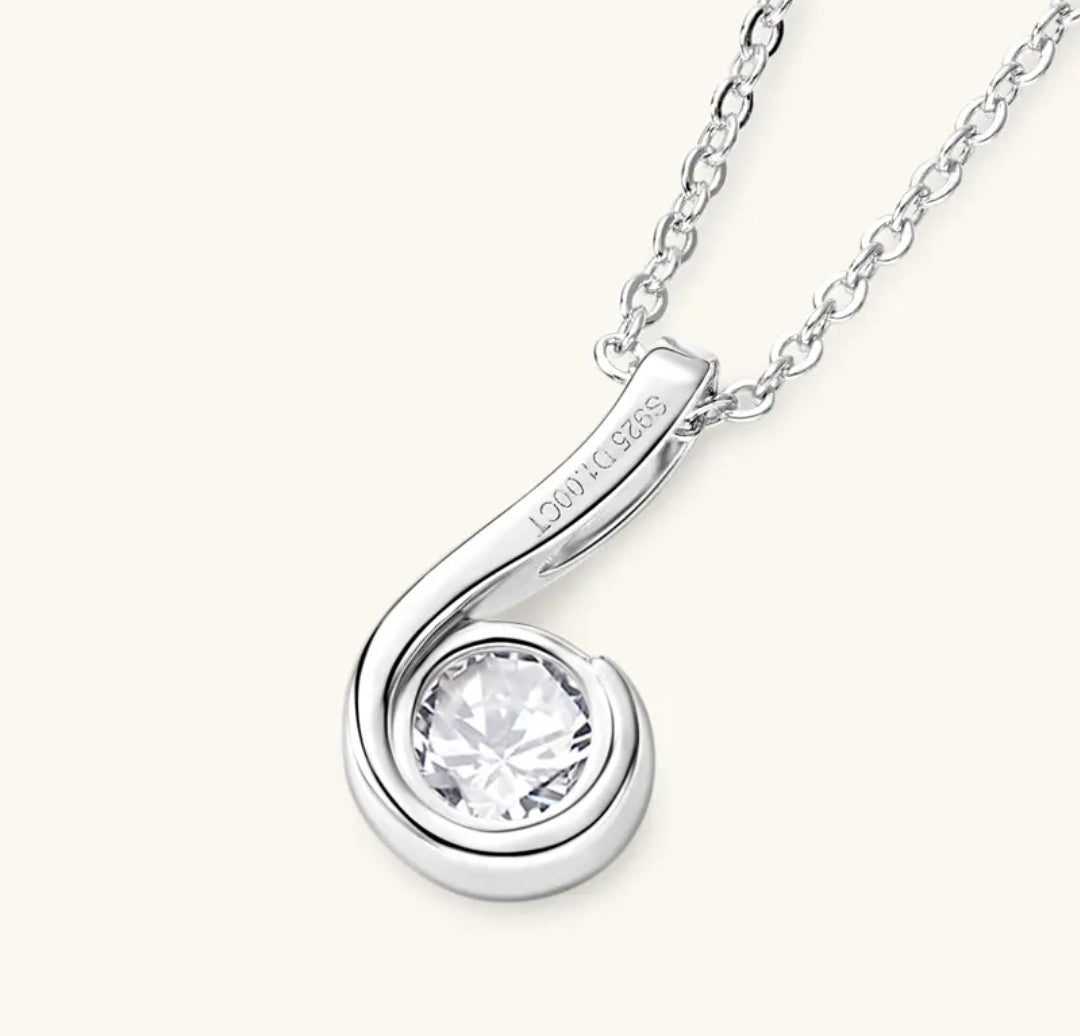 1ct tear drop Moissanite pendant necklace