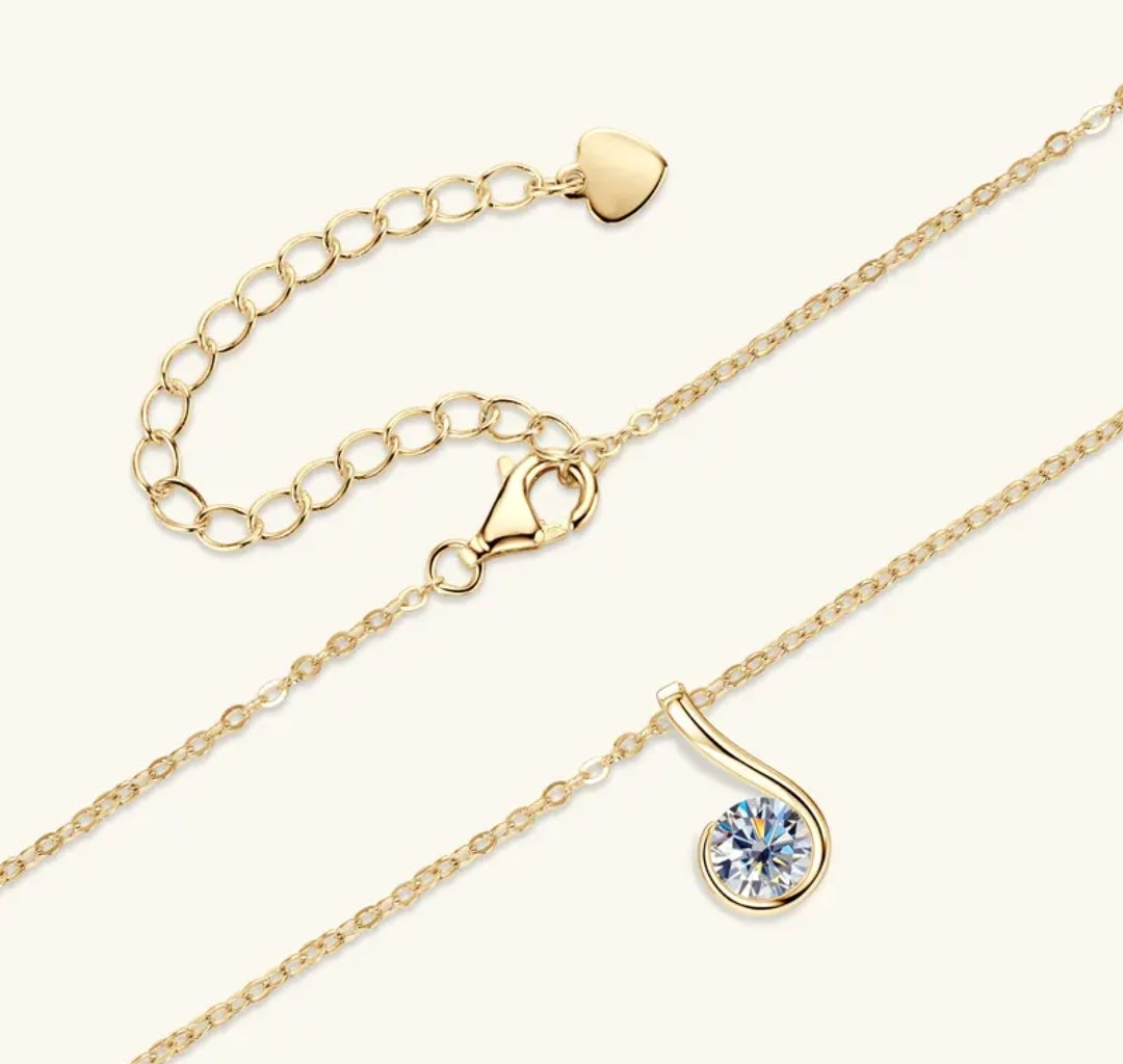 1ct tear drop Moissanite pendant necklace