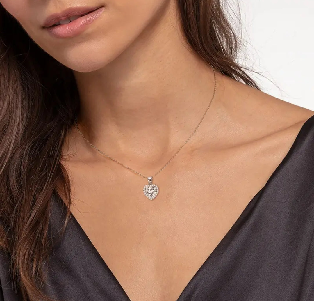 2ct heart shape Moissanite pendant necklace