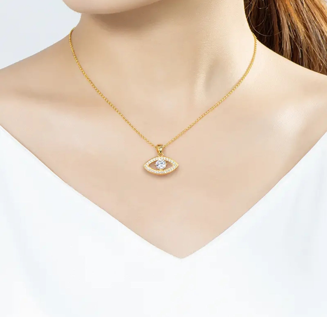 1ct eye shape Moissanite pendant necklace