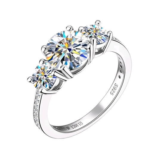 2ct three stone moissanite engagement ring