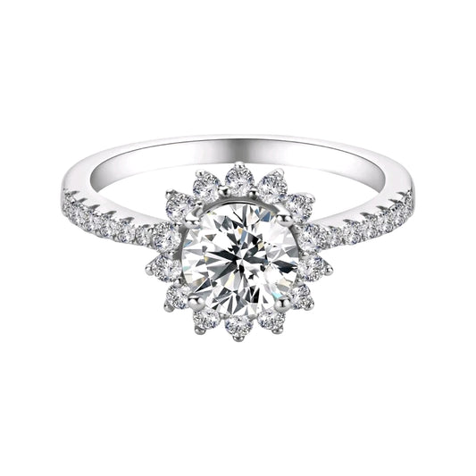 1ct moissanite sunflower engagement ring