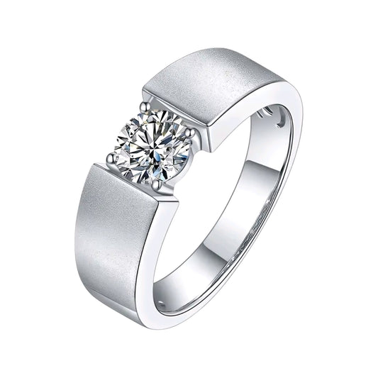 1ct 6.5mm platinum plated moissanite ring for men