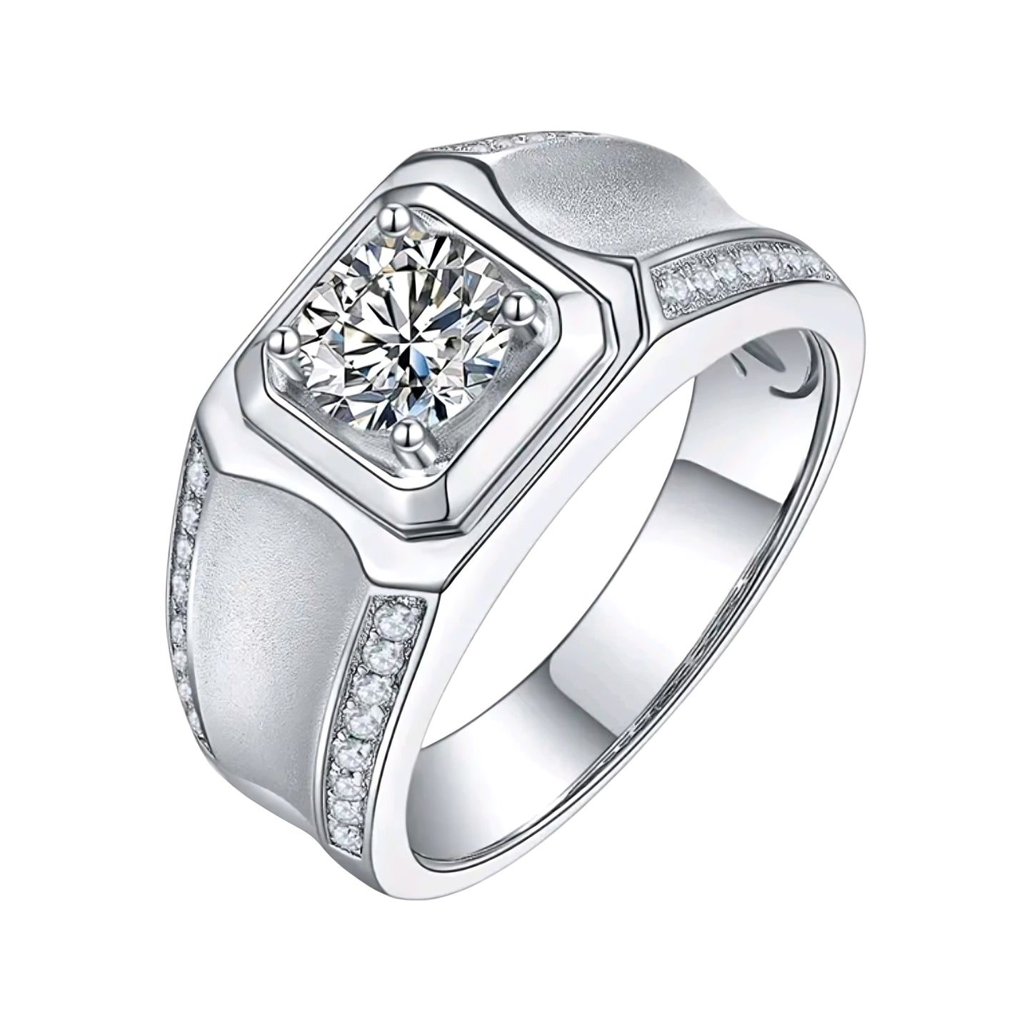 1ct 6.5mm classic round moissanite ring for men