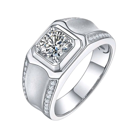 1ct 6.5mm classic round moissanite ring for men