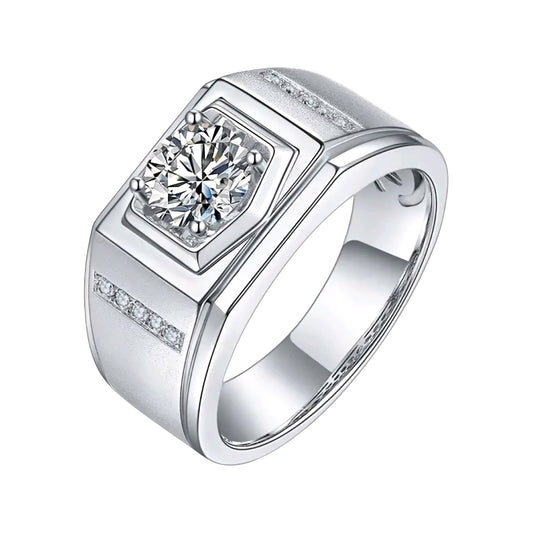 1ct round moissanite ring for men