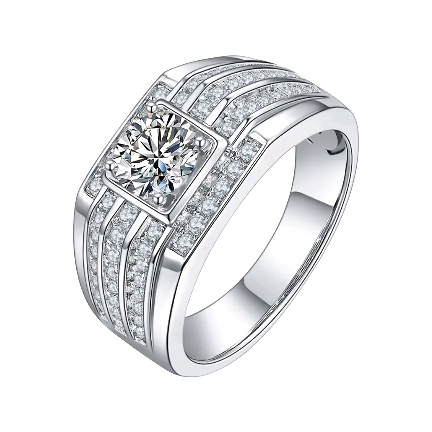1ct 6.5mm round moissanite ring for men