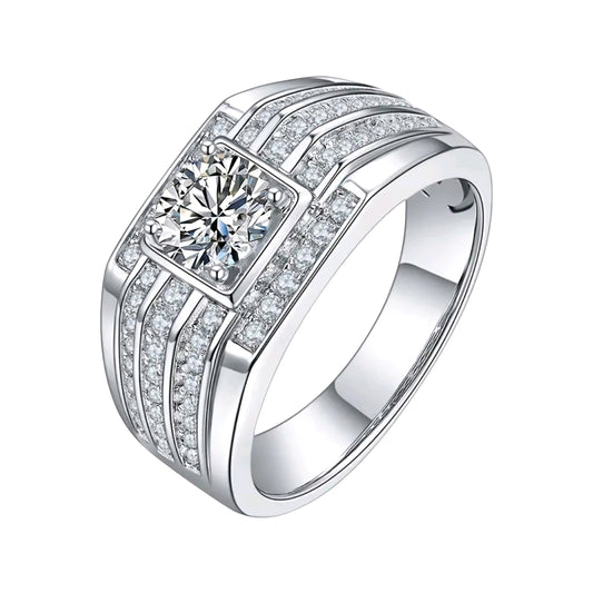 1ct 6.5mm round moissanite ring for men