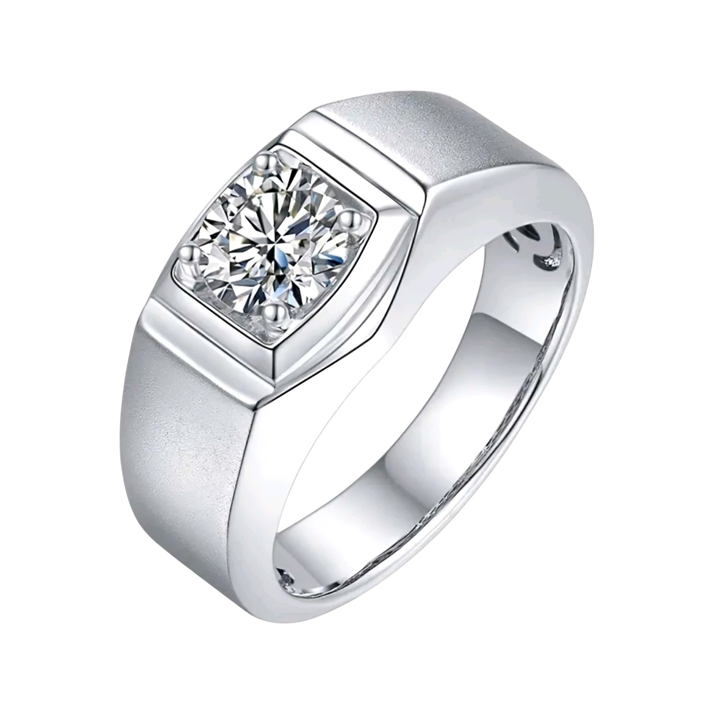 1ct 6.5mm sparkling moissanite ring for men