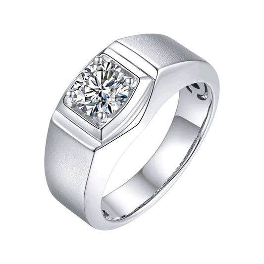 1ct 6.5mm sparkling moissanite ring for men