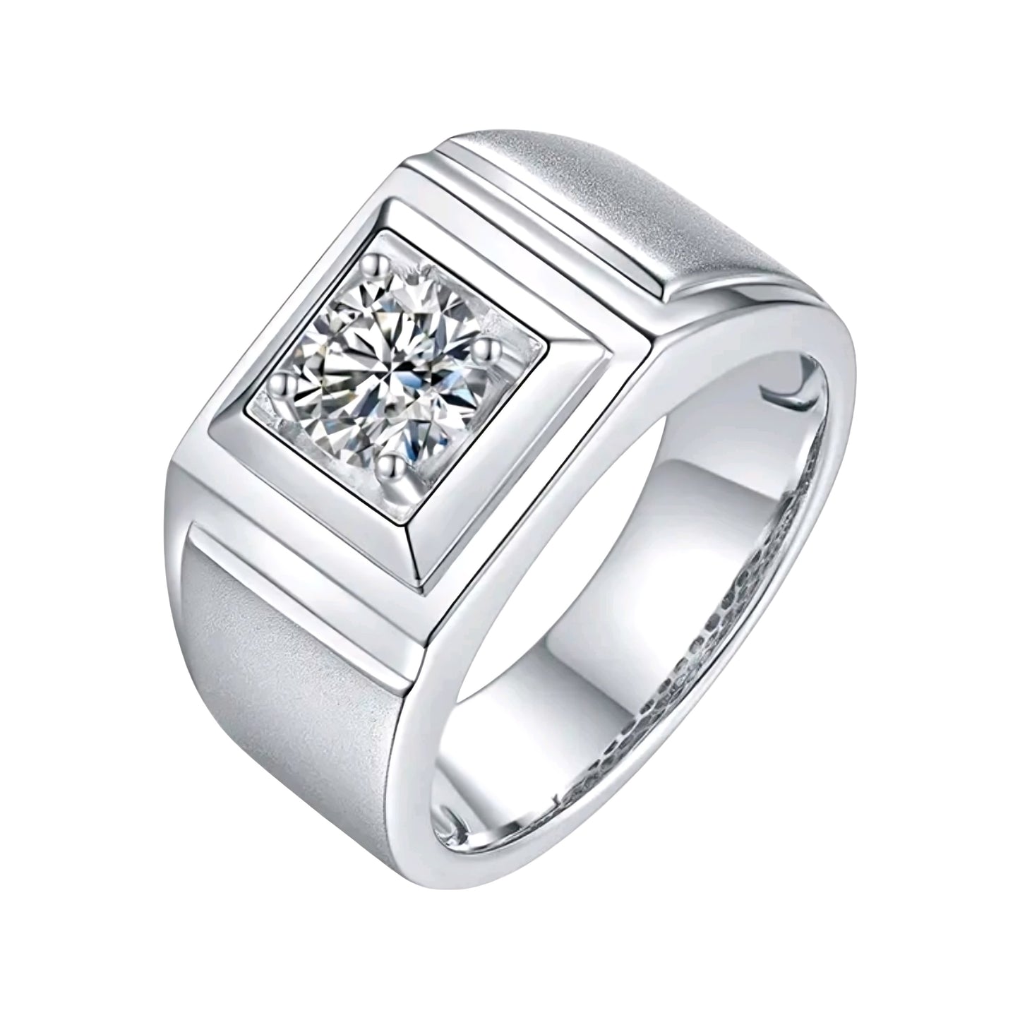 1ct 6.5mm classic moissanite ring for men