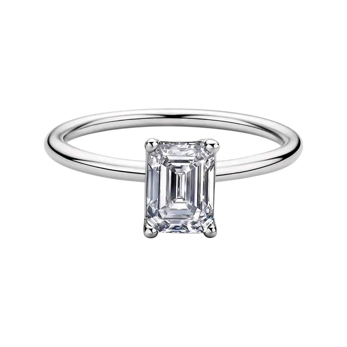 1ct emerald cut moissanite engagement ring