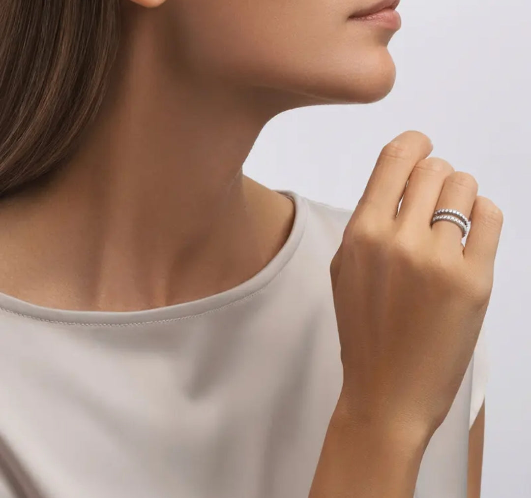 2mm double row moissanite engagement ring