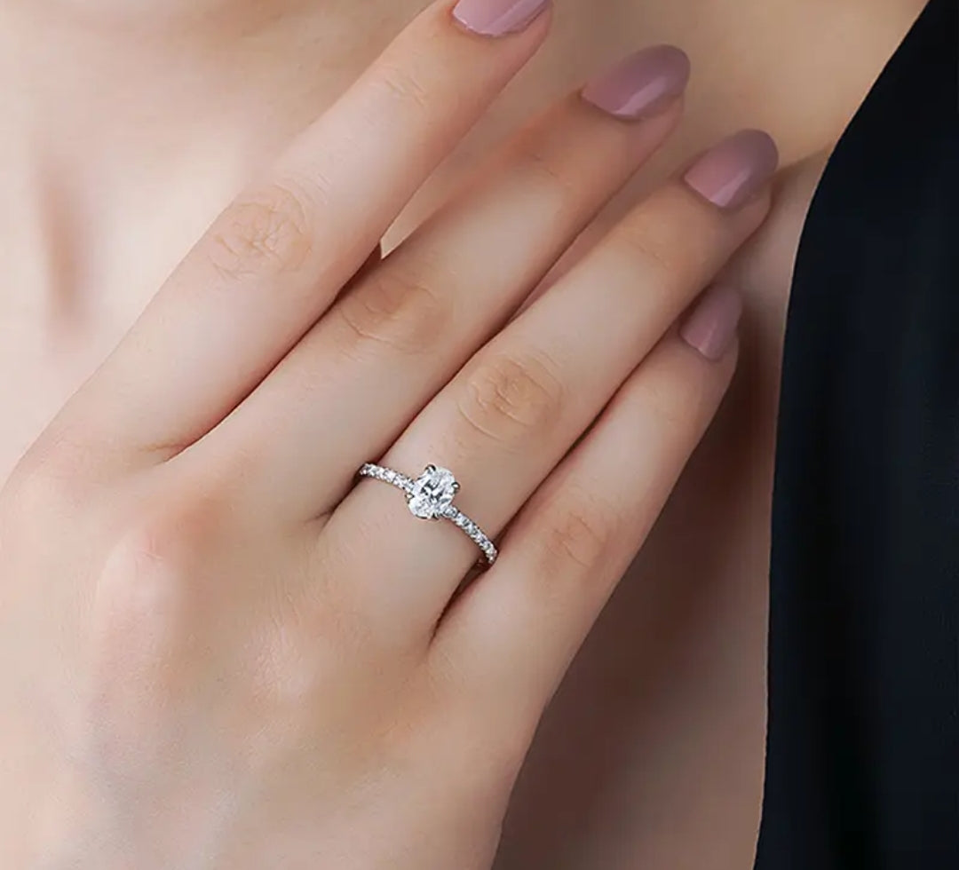 1ct oval cut moissanite engagement ring