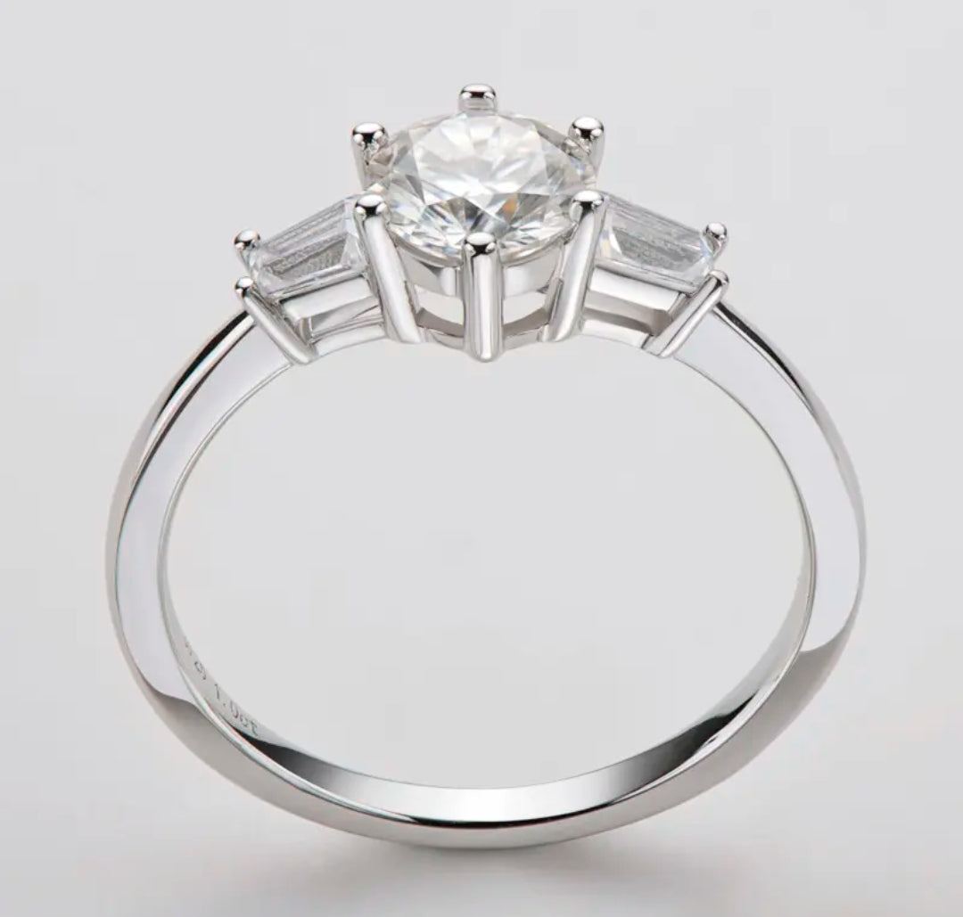 1ct 6.5mm unique moissanite engagement ring