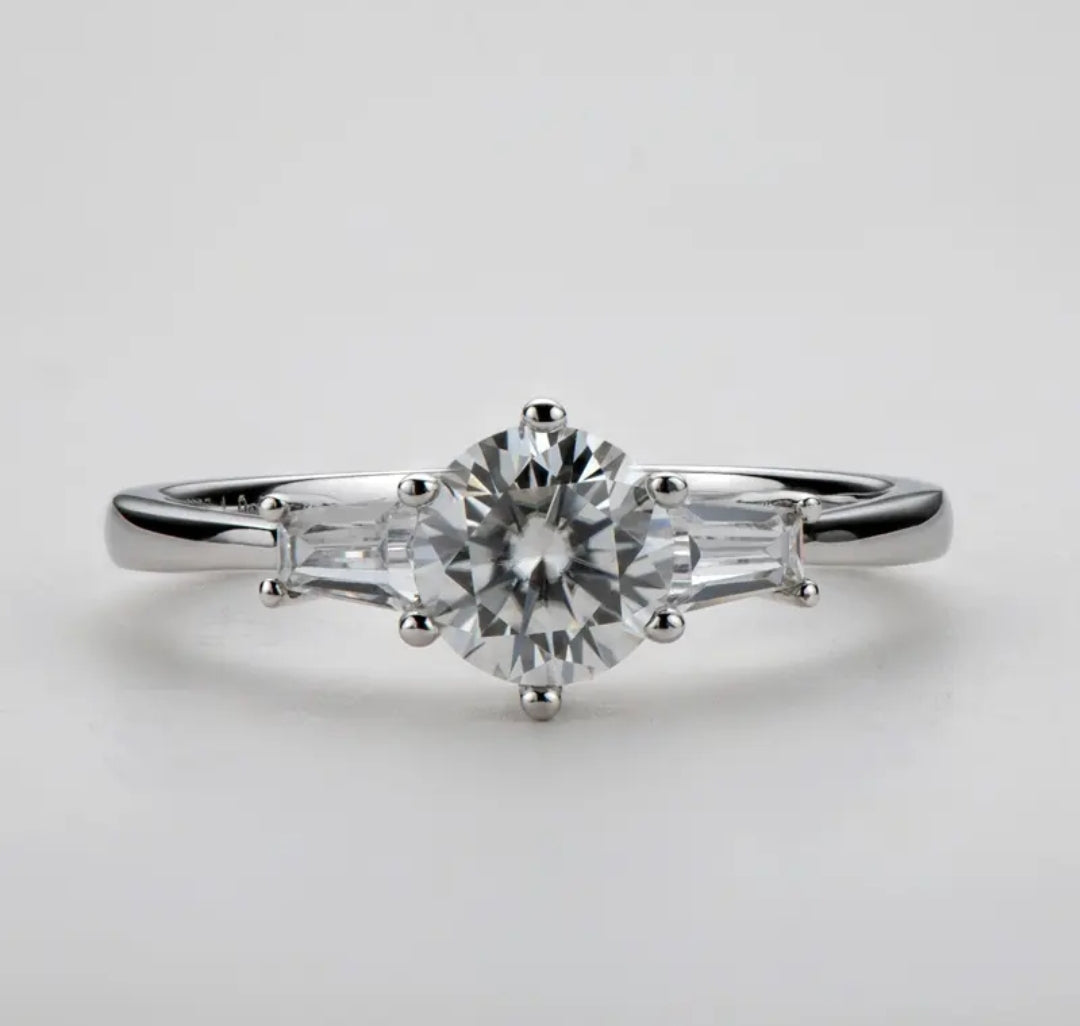 1ct 6.5mm unique moissanite engagement ring
