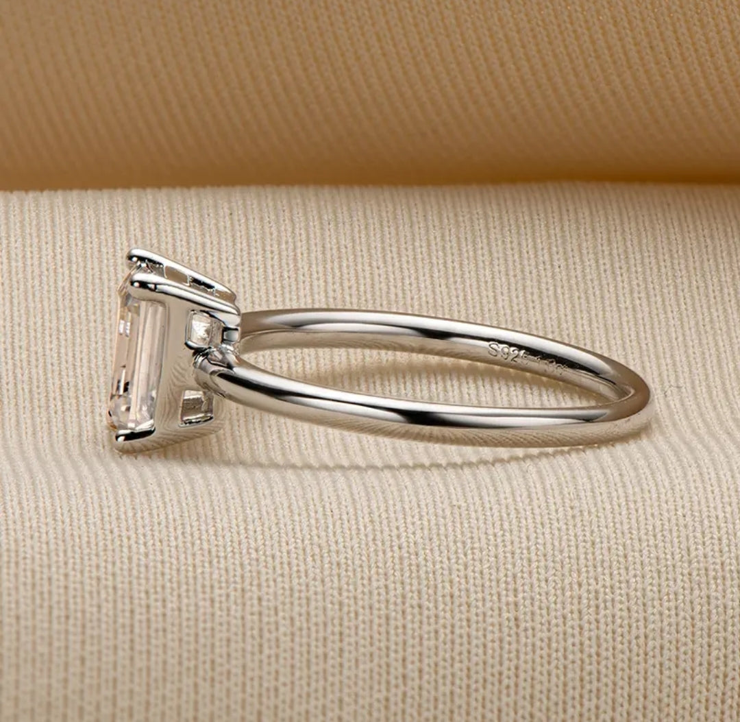 1ct emerald cut moissanite engagement ring