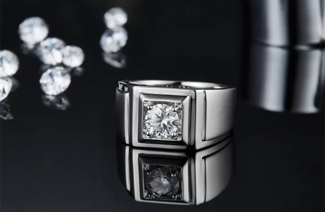 1ct 6.5mm classic moissanite ring for men