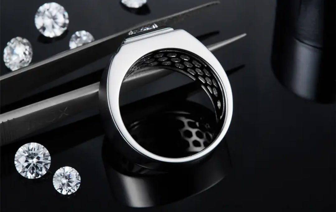 1ct 6.5mm classic moissanite ring for men