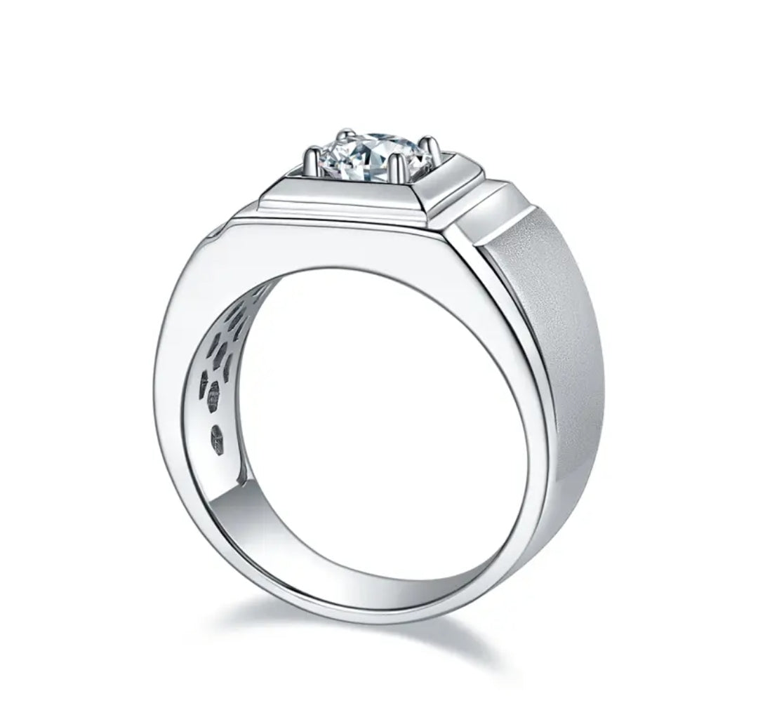 1ct 6.5mm classic moissanite ring for men