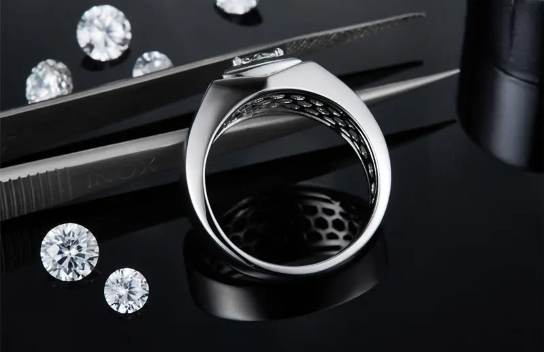 1ct 6.5mm sparkling moissanite ring for men