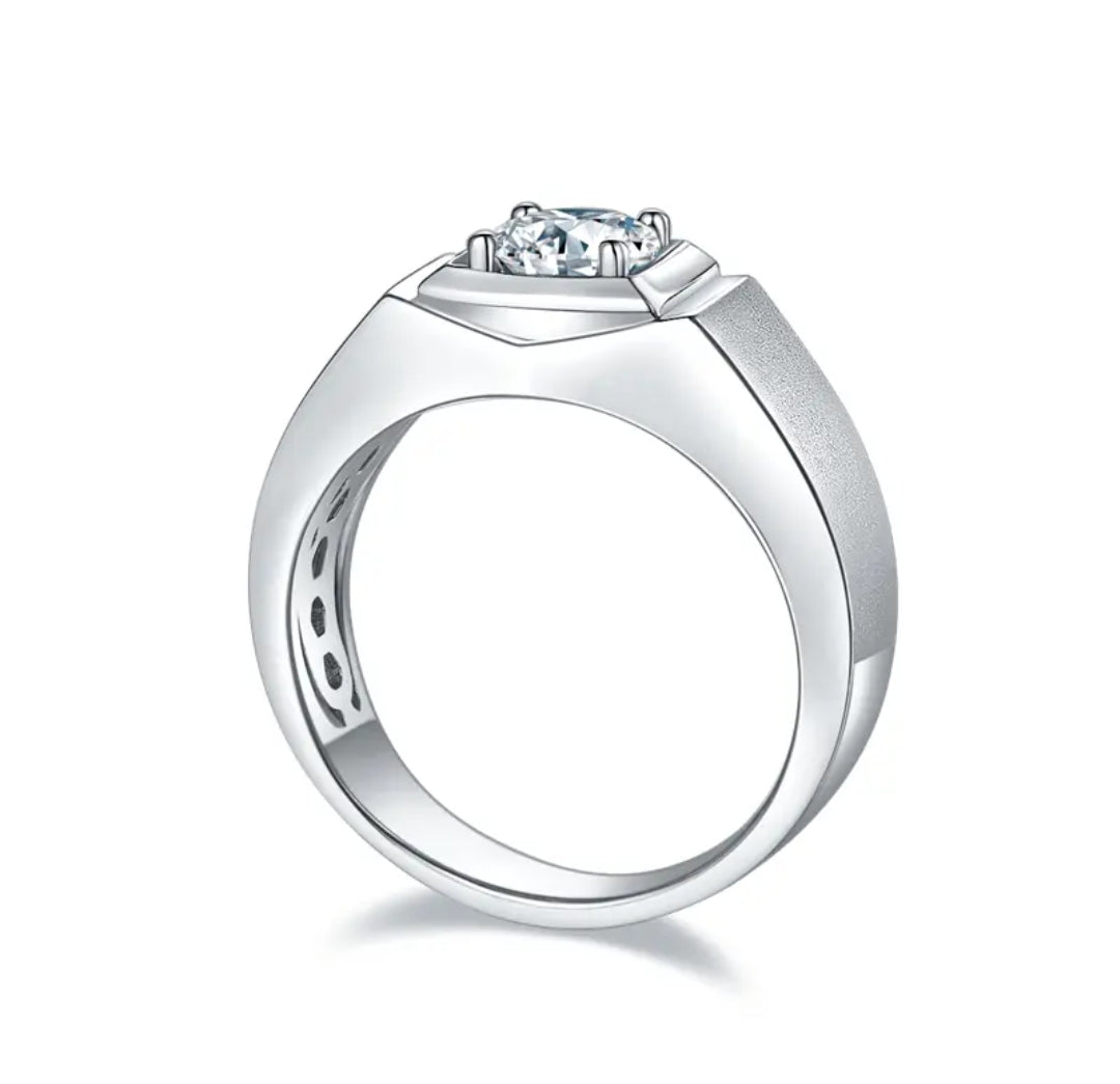 1ct 6.5mm sparkling moissanite ring for men