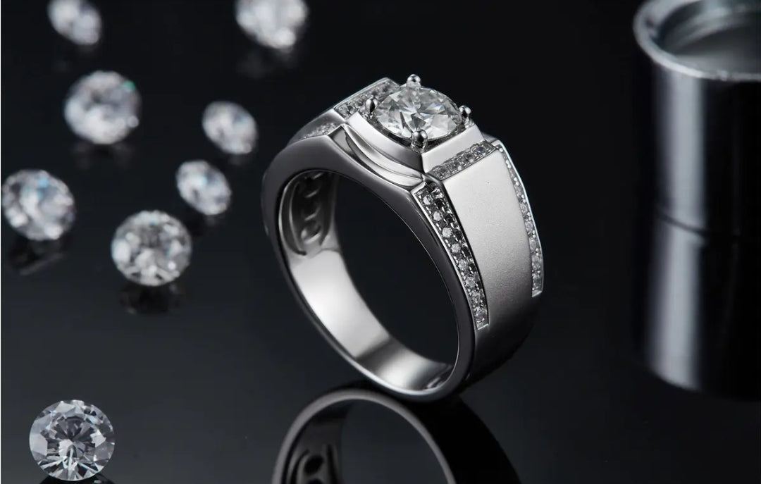 1ct 6.5mm elegant moissanite ring for men