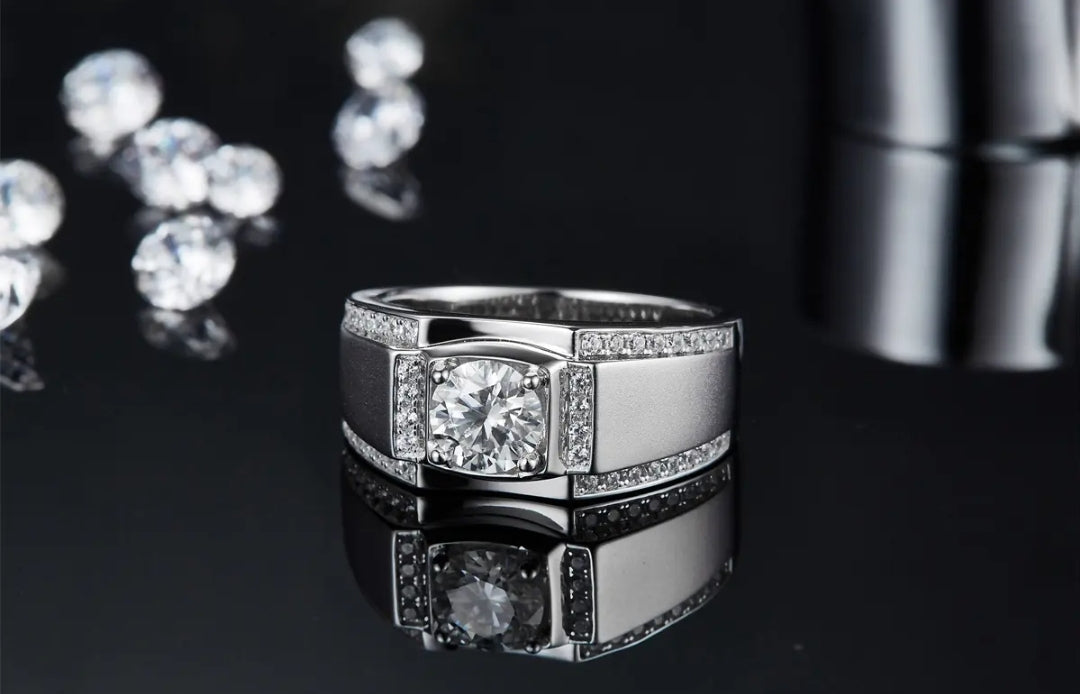 1ct 6.5mm elegant moissanite ring for men