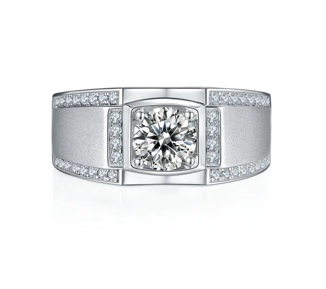 1ct 6.5mm elegant moissanite ring for men