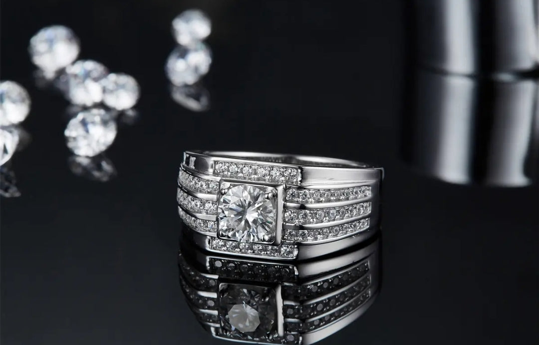 1ct 6.5mm round moissanite ring for men