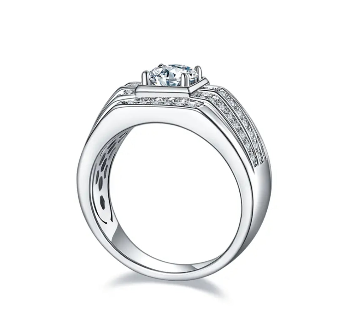 1ct 6.5mm round moissanite ring for men