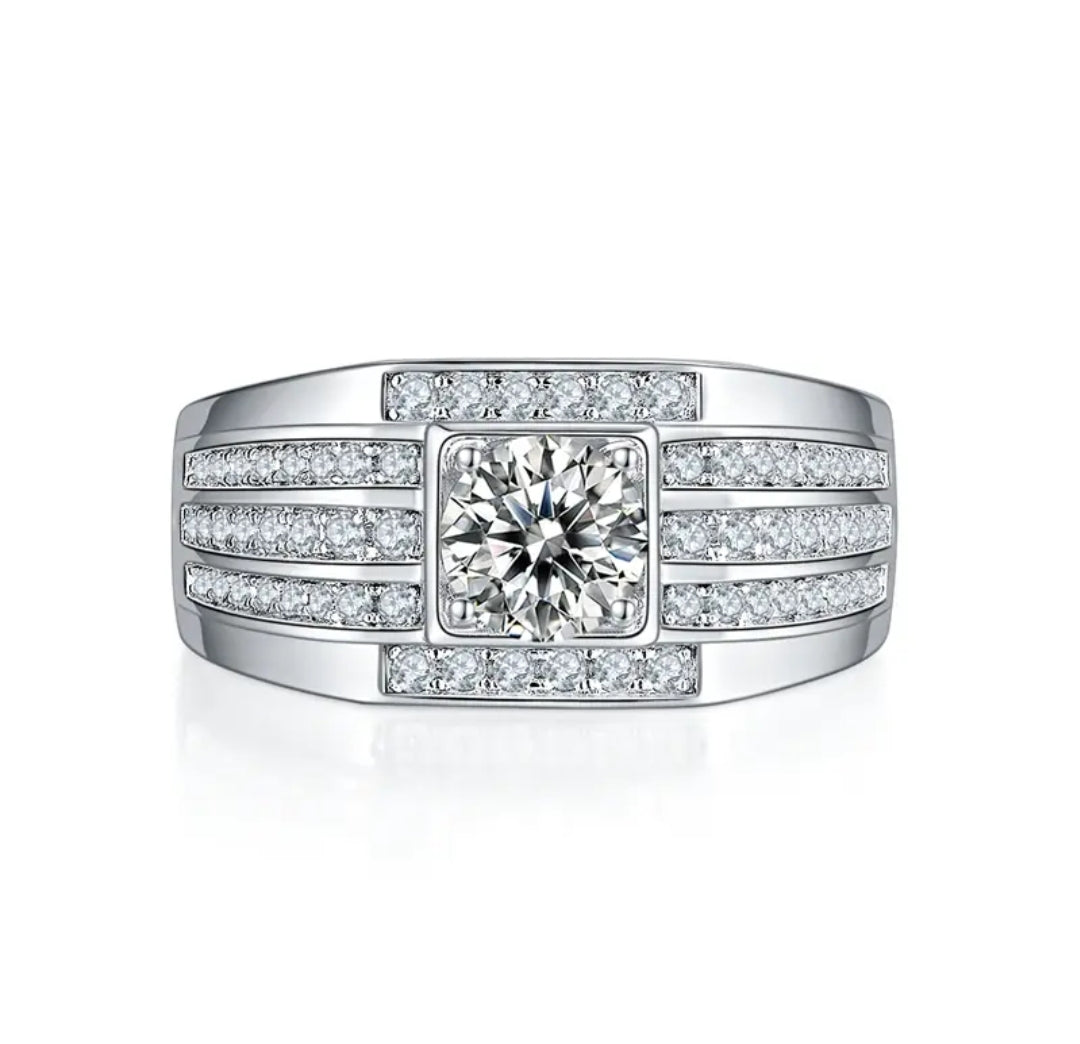 1ct 6.5mm round moissanite ring for men