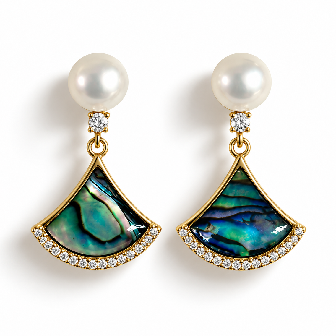 Natural pearl silver earrings with multicolour stone.