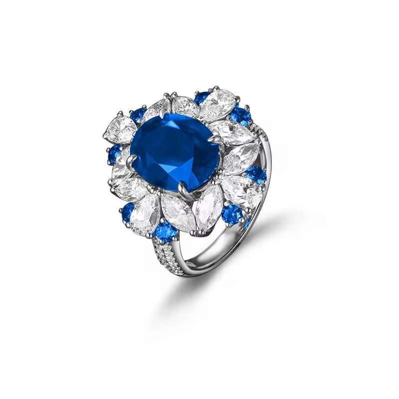 6ct Real Sapphire Ring with 925 silver for women