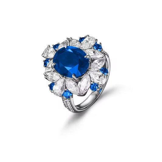 6ct Real Sapphire Ring with 925 silver for women