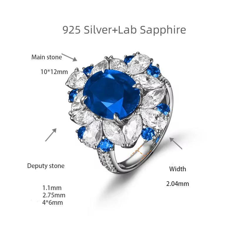 6ct Real Sapphire Ring with 925 silver for women