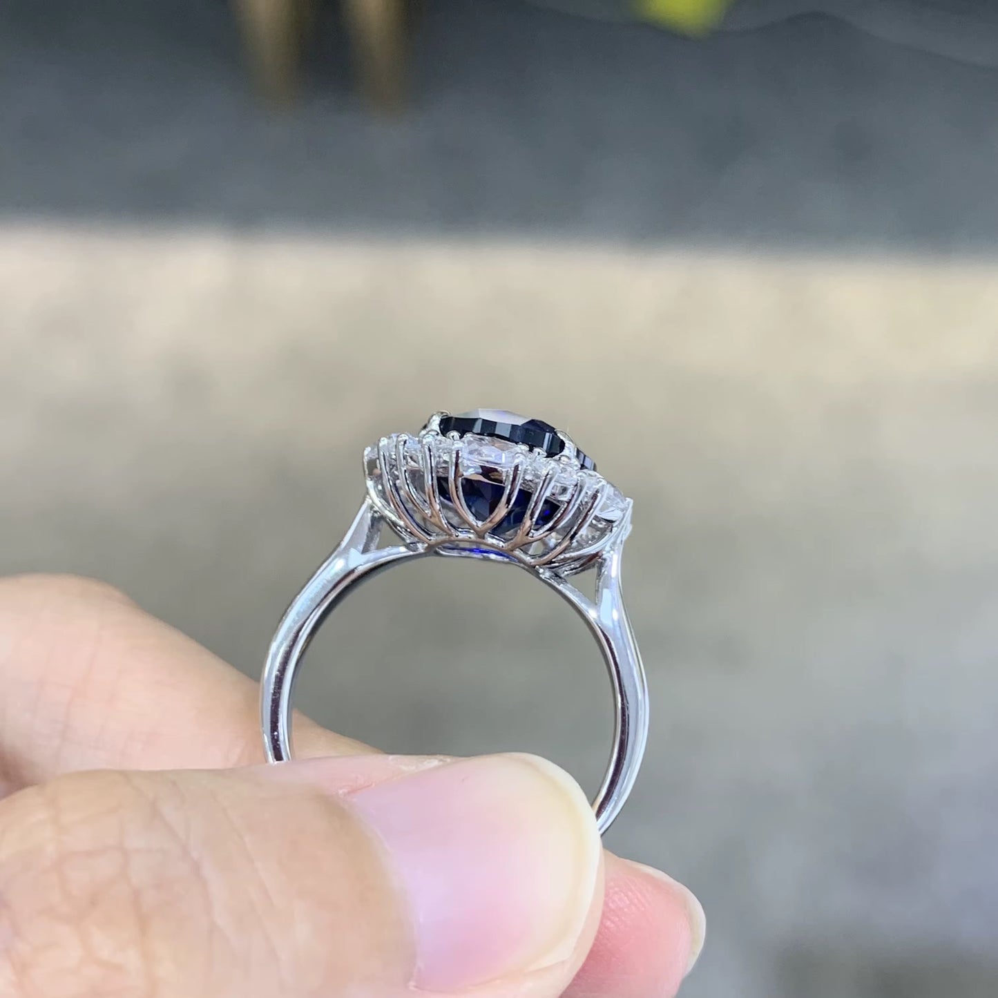 12*16mm Real Sapphire Ring with 925 silver for women